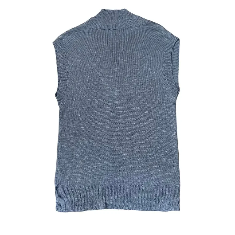 Free People Women’s Hannah Sweater Vest Oversized Double V-Neck Knit NWT Blue XS - Picture 6 of 13